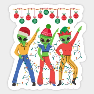 Funny aliens Christmas Sticker